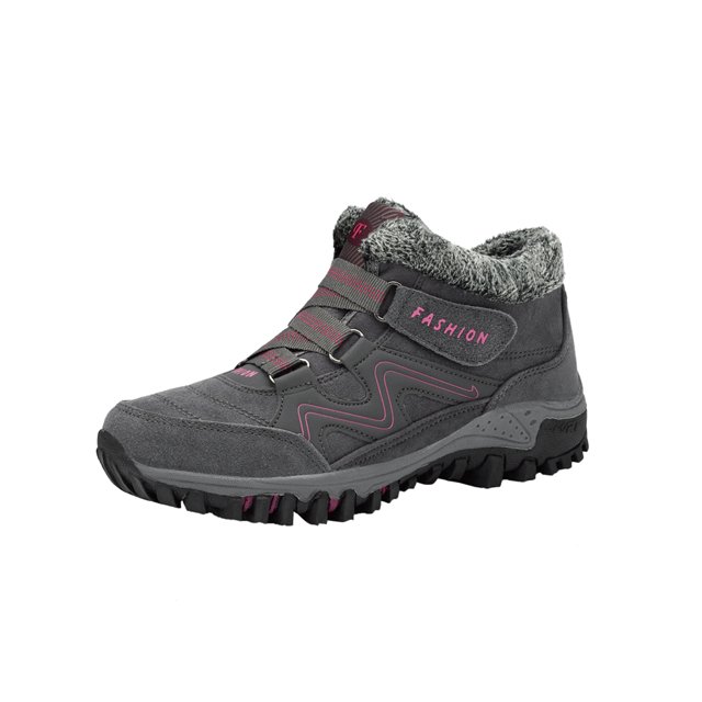 UKAP Mens Winter Boot Slip Resistant Snow Boots Plush Lined Ankle Bootie Work Outdoor Shoes Anti-Slip Warm Booties Gray Rose Red 4.5