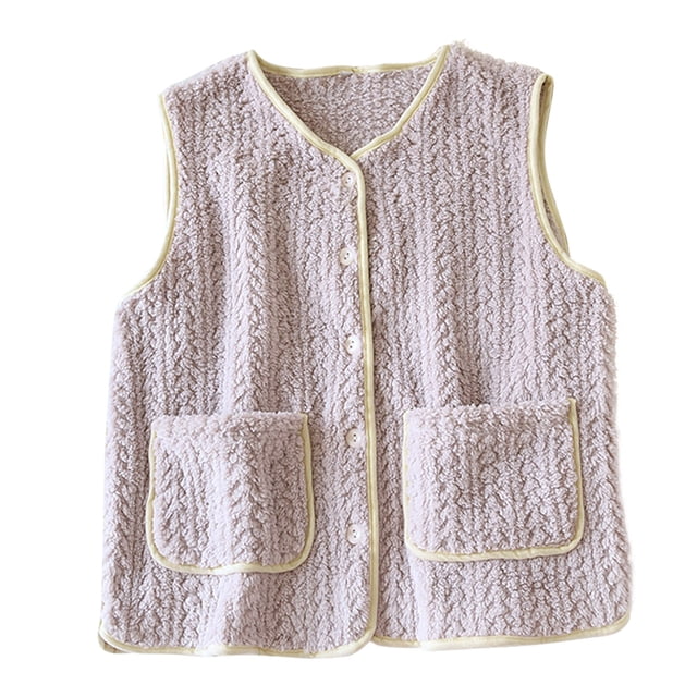 Women's Thick Fleece Loungewear with Solid Color and Warm Pockets for Winter