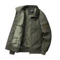 thumbnail image 4 of RXIRUCGD Veste de Travail à Manches Longues Multi-Poches Zippée pour Hommes, Vert Armée, Taille : L, 4 of 7