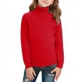 thumbnail image 4 of Girls Turtleneck Sweater Pullovers Kids Toddler Ribbed Knit Cotton Sweaters Jumpers Basic Plain Long Sleeve Tops Red, 3 Y, 4 of 7
