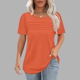 thumbnail image 2 of Yanlir T-Shirt Décontracté pour Femme à Col Rond Uni à Manches Courtes, Hauts de Mode Printemps et Été 2025, T-Shirt Basique Doux à Col Rond, Vêtement Léger pour le Travail et la Plage (Orange,), 2 of 6