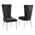 thumbnail image 1 of Chaises Latérales Rembourrées en Velours Noir avec Acier Inoxydable, Ensemble de 2, 1 of 2