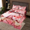 thumbnail image 1 of Ensemble de Courtepointe Joyeuse Saint-Valentin pour Enfants Garçons Filles, Gnomes Dessin Animé Ballons Rouges Couvre-Lit, Cœurs Romantiques Donuts Ensemble de Literie en Polyester Doux Ensemble de Couvre-Lit Décoratif, Taille Grand, 1 of 4