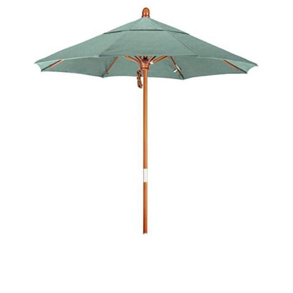 California Umbrella MARE758-48020 7.5 ft. Round Hardwood Frame Market Umbrella, Stainless Steel Hardware & Push Open - Sunbrella Spectrum Mist