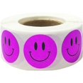 thumbnail image 1 of Metallic Purple Happy Face Stickers | 0.75" Inch Round | 500 Pack, 1 of 1