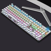 Black Mechanical Steampunk Typewriter RGB Keyboard EDHITNR Cool Light Green Switch Gaming Keyboard with Metal Panel