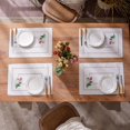 thumbnail image 3 of GFDYREE Cutwork Table Runners Flower Decor Home Garden Table Runner with Well-trimmed Edge For Picnics Indoor and Outdoor Dining Holiday Long Tables (Offwhite+Flower, 12 x 18 Inch 4PCs Sets, 3 of 7