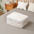 thumbnail image 1 of Meitianfacai Folding Plastic Storage Box For Storage Under The Bed Odorless Moistureproof Trash Can Suitable For Pillows Coats Blankets White Translucent, 1 of 7