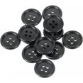 thumbnail image 1 of Mibo 12pcs Round Melamine Buttons with Rim - 24L(15mm) - 4 Hole - Black, 1 of 2