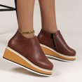 thumbnail image 1 of EGNMCR Bottines pour Femmes Femmes Chaussures Rétro à Semelle Plate Décontractées Grande Taille à Enfiler Chaussures à Double Fermeture Éclair, 1 of 4