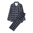 thumbnail image 2 of LSLJS Ensembles de Pyjama pour Hommes Décontractés à Carreaux Vêtements d'Intérieur Hauts à Manches Longues Pantalons Col Rabattu Pyjamas de Nuit Ensembles Cadeaux pour Hommes, 2 of 4