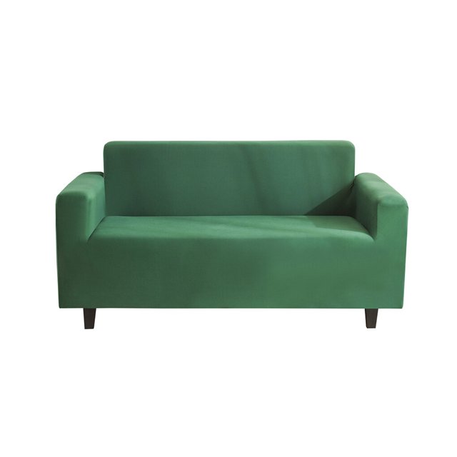 Solid Color Sofa Cover Elastic Couch Dust-proof Anti-slide Slipcover 1/2/3/4 Seater Covers Protector Full Coverage Green S