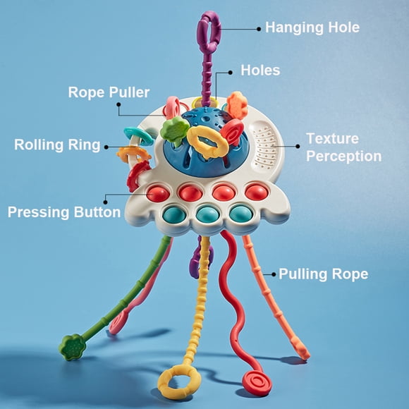 Toys Pull String Toy for Baby Montessori Toys Sensory Toys for Toddlers Silicone Baby Toys 6 to 12 Months First Brithday Gift for Boys Girls Baby Early Development Toys