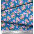thumbnail image 2 of Soimoi Coton Tissu Cambier Point, Feuilles et Rose Imprimé Floral 1 Yard 42 Inch Wide, 2 of 3