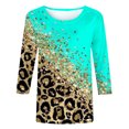 thumbnail image 4 of Chemisiers pour Femmes Chic Décontracté Mode pour Femmes T-shirt Imprimé Ample Manches 3/4 Blouse Col Rond Hauts Décontractés Hauts pour Femmes Décontractés en Liquidation, 4 of 4