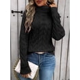 thumbnail image 3 of Women Turtle-Neck Sweaters Cable Knit Long Sleeve Pullover Jumper Tops Fall Winter Casual Solid Sweater, 3 of 6
