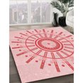 thumbnail image 3 of Ahgly Tapis d'Intérieur Lavable en Machine Carré Transitionnel Rose Clair, 5 Pieds Carré, 3 of 7
