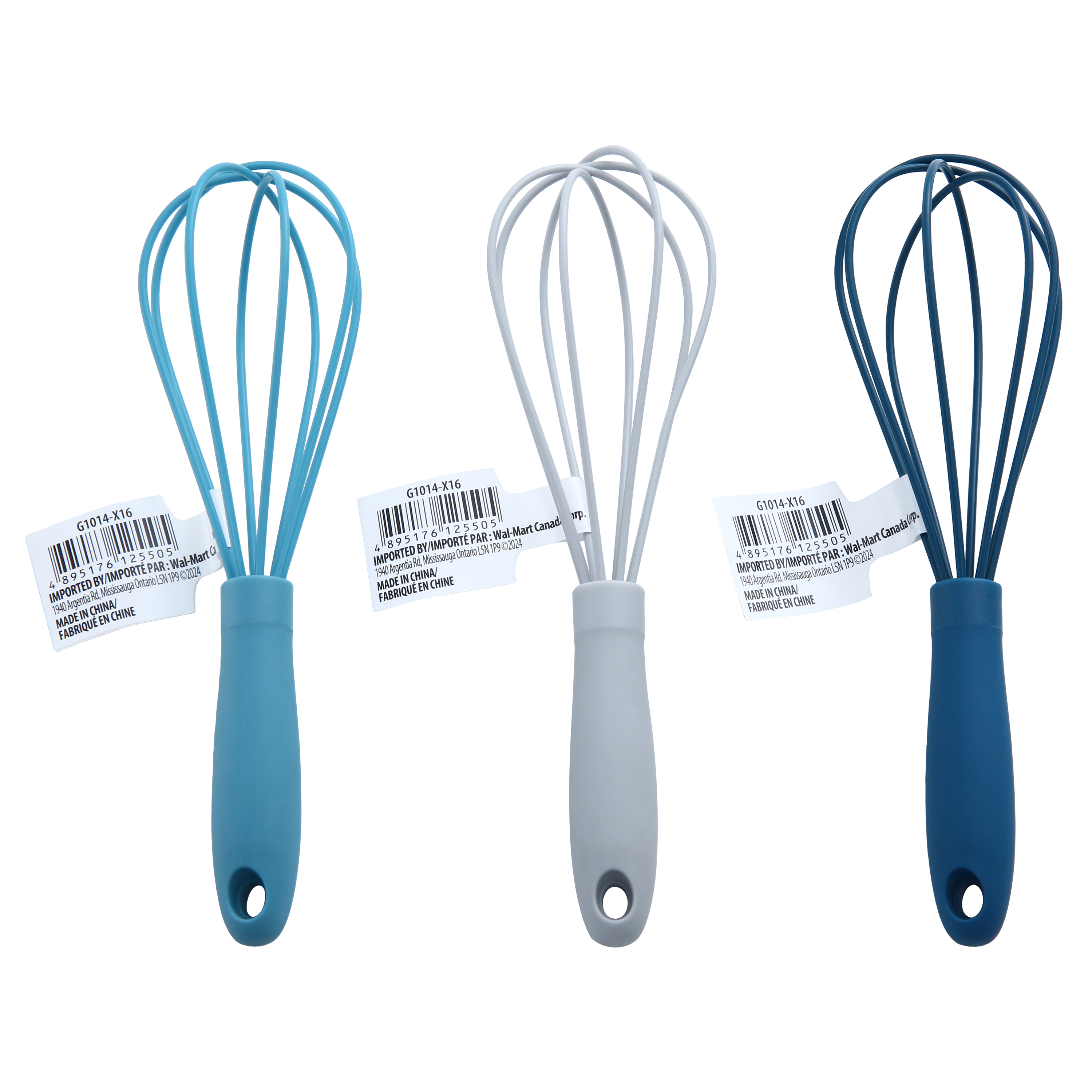 Mainstays Silicone Mini Whisk, Navy, Grey, or Teal, 6.5in