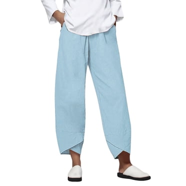 Pantalon Bleu pour Femmes en Coton pour Usage Quotidien Pantalon pour Femme Liquidation