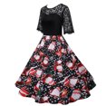 thumbnail image 2 of Jsaierl Robes de Noël pour Femmes 2024 Élégantes Décontractées à Manches Courtes Robe en Dentelle Robe de Fête des Fêtes Cocktail Robe à Volants, 2 of 4