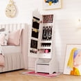 thumbnail image 4 of Costway Kids Vanity Set Princess Makeup Dressing Table and Chair Set with Jewelry Armoire White, 4 of 10
