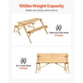 thumbnail image 3 of KFFKFF 2-in-1 Transforming Interchangeable Picnic Table, Outdoor Wooden Table and Bench Set, Portable Foldable Bench with Umbrella Hole, Patio Dining Furniture for Garden, 3 of 9