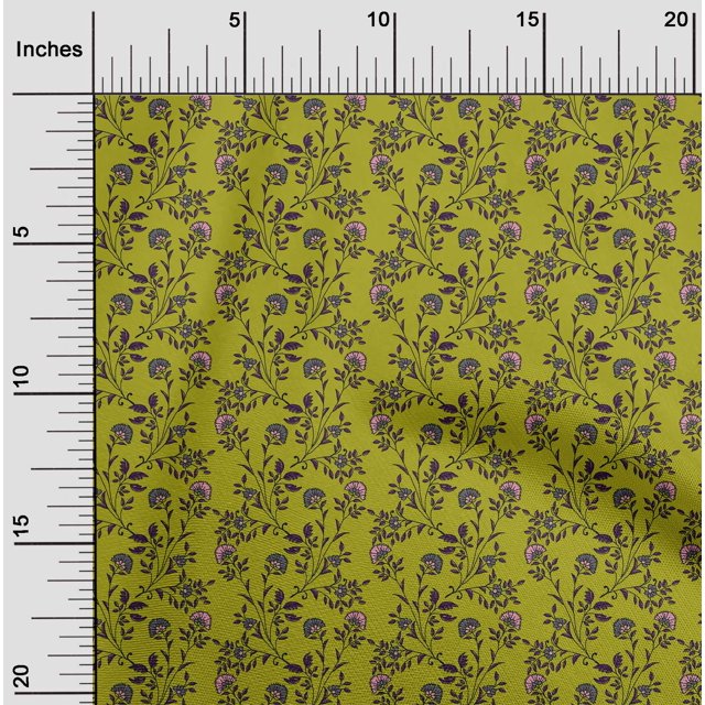 oneOone Polyester Lycra Fabric Leaves & Floral Block Fabric Prints By Yard 56 Inch Wide
