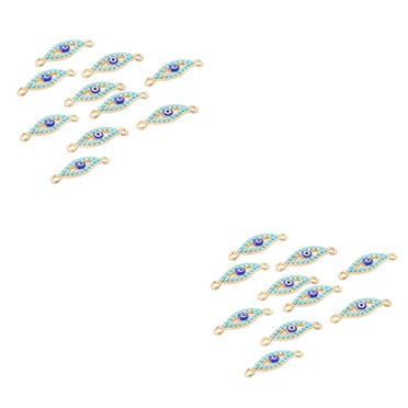 Maoww 10 Pieces Blue Eye Finding Shinny Polished Rhinestone Hook Connector Smooth Hanging Pendant Necklace Bracelets kc Blue kc Blue 2Set