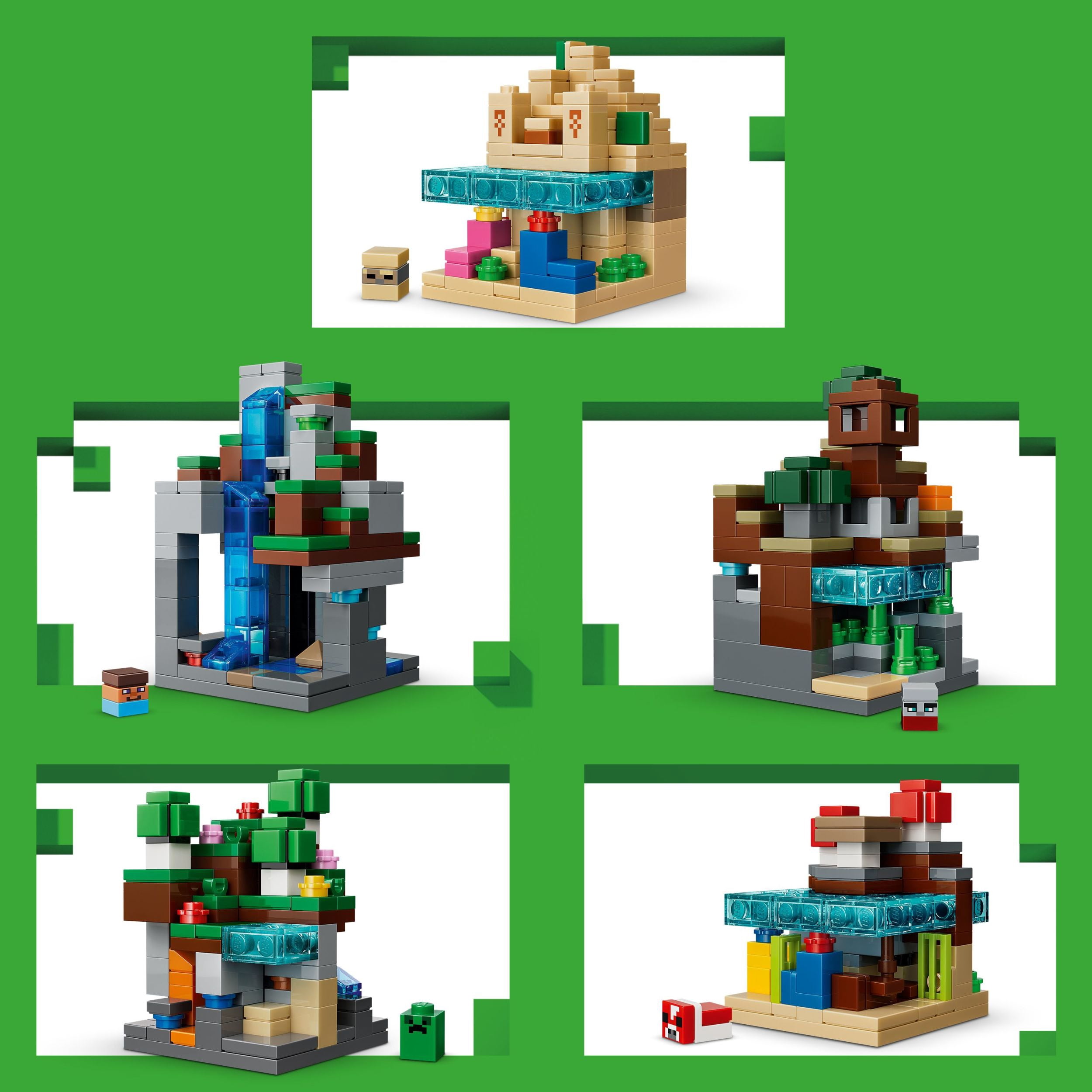 LEGO Minecraft Biomes Miniatures, Art Inspiré des Jeux Vidéo, Ensemble de Construction 21589
