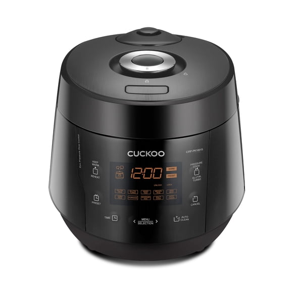 CUCKOO CRP-PK1001S | 10-Cup (Uncooked) Pressure Rice Cooker | 12 Menu Options, Made in Korea | Black