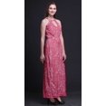 thumbnail image 2 of Bimba Floral Ladies Crew Neck Waist String Print Maxi Dress with Side Slits Summer Wear-Medium, 2 of 6