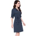 thumbnail image 3 of INSPIRE CHIC Robe-Chemise à Manches Roulées à Multiples Poches avec Ceinture pour Femme, 3 of 6
