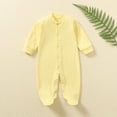 thumbnail image 2 of Infant Baby Clothes Fall Unisex Long Sleeve Button up Onesie Kids Cotton Crewneck Solid Color Footed Romper, 2 of 7