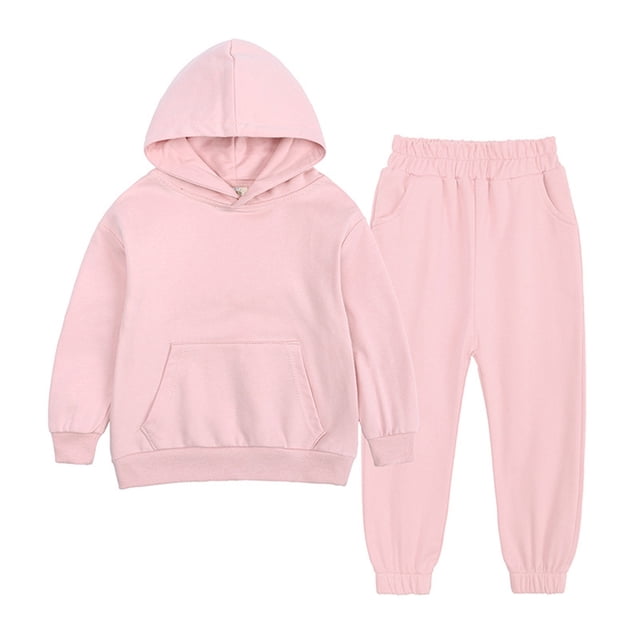 Zxxddp Fall Outfits Toddler Boy Spring Winter Solid Long Sleeve Hooded Simple Style Sweatshirt Velvet Pants Set Clothes Suit