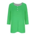 thumbnail image 3 of FAIWAD Oversized Tshirts for Women 3/4 Sleeve Button Decor Tops Cute Round Neck Basic Business Tees Blouses, 3 of 4
