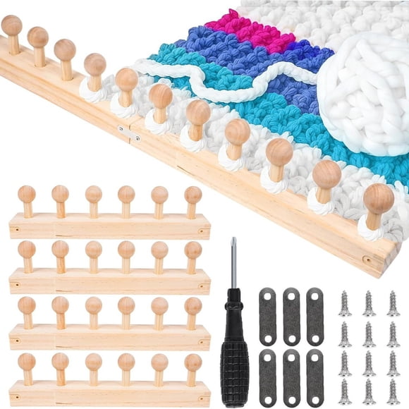 Wooden Yarn Knitting Machine with Adjustable Length for Crafting Cozy Blankets and Shawls