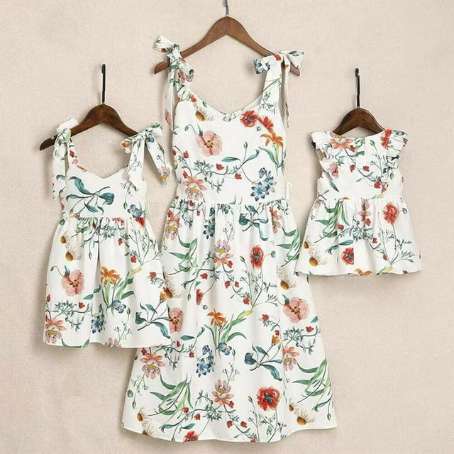 Robe Familiale Mère et Fille Tenues Assorties Fille Robes