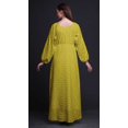 thumbnail image 3 of Bimba Robe Maxi à Manches Longues pour Femmes en Georgette Mousse Imprimée de Plumes d'Aigle, Taille Élastique - Grande, 3 of 5