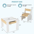 thumbnail image 4 of OLAKIDS 3 in 1 Kids Table and Chair Set, Wood Multi Activity Table with Removable Tabletop, Detachable Blackboard for Toddler Playing Drawing Arts Crafts,3 PCS Children Furniture with Storage (White), 4 of 10