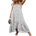 thumbnail image 2 of Women‘s Summer Sleeveless Dress Floral Patterns Ruffled Neckline High-low Hem Cute Dress, 2 of 6