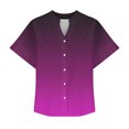 thumbnail image 4 of RXIRUCGD Fashion Women's Short Sleeved Solid Color Spring/summer Button Up Shirt Top, Purple, Size: S, 4 of 5
