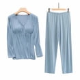 thumbnail image 4 of LSLJS Ensembles de Pyjamas de Maternité et d'Allaitement à Manches Longues, Pyjamas d'Allaitement avec Pantalon Long pour l'Hôpital, Ensembles de Pyjama pour Femmes ( m, Bleu ), 4 of 9