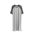 thumbnail image 1 of Chemise de Nuit pour Homme en Coton Raglan, Vêtement de Nuit Léger, Robe de Pyjama Respirante à Col Rond, Chemise de Sommeil à Empiècements, Nuisette Gris Foncé/gris Pâle L, 1 of 9