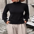 thumbnail image 3 of Ladies‘ Knitted Sweater with Long Sleeves and Turtleneck in Solid Color, 3 of 8