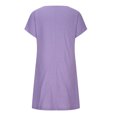 thumbnail image 4 of Fshaion Robe d'Été pour Femmes 2024 Grande Taille Nouvelle Allure Élégante Col Rond à Nouer Manches Courtes Couleur Unie Coton Coton Lin Robe Liquidation Moins de 10!, 4 of 6