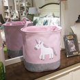 thumbnail image 2 of Printed Laundry Baskets Folding Cartoon Pattern Linen Fabric Laundry Organizing Basket(Pink Unicorn), 2 of 8