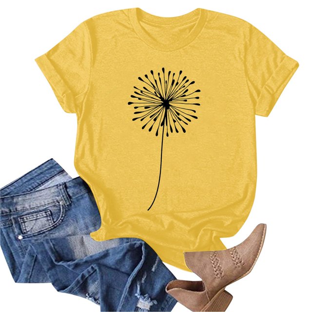 Liquidation d'Économies d'Été Iumwxz Tunique Coupe Classique T-Shirt d'Été Décontracté Hauts pour Femmes T-Shirt Graphique Floral Hauts T-Shirt à Manches Courtes Col Rond Hauts pour Dames Offres Hebdomadaires Date