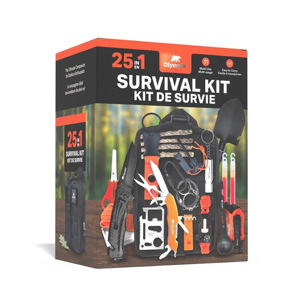 Olympia Survival Kit, 21 Piece. Includes Nylon Bag, Knife, Shovel