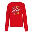 thumbnail image 4 of Babysbule Liquidation Hauts à Lettres pour Femmes Dames Automne Imprimé Ample Manches Longues Col Rond Chandail à Enfiler Haut T-Shirt Haut, 4 of 5