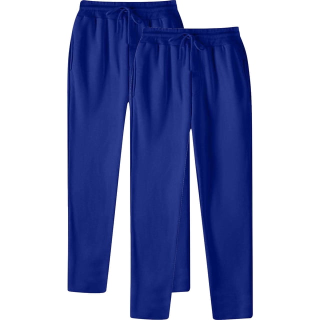 RXIRUCGD Men's Fashion Drawstring Elastic Waist Solid Color Casual Sweat Length Pants 2 PC, Blue, Size: 2XL